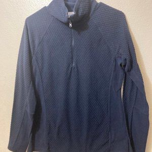 Columbia Women’s Black Waffle Knit 1/4 Zip Fitted Lightweight Sweatshirt Medium